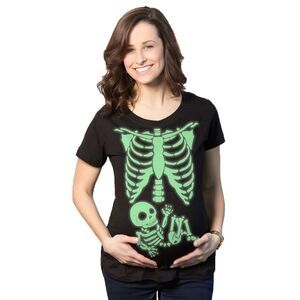 Maternity Skeleton Baby T Shirt Funny Cute Pregnancy Halloween Tee Announcement